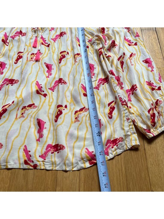 Natalie Martin Size L Pisces Yellow Sunrise Penny Floral Long Sleeve Blouse Top - Picture 7 of 15